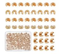 NICENEEDED 200 Pcs Real 18K Gold Plated Crimp Bead Covers, 4 mm Brass Open Half Round Crimp Beads Knot Cover, Small Spacer Bead Assortments for Bracelets Necklaces Earrings Jewelry DIY Craft Making
