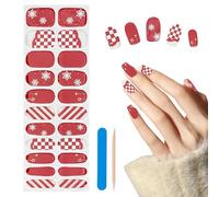 NICENEEDED 22 Pcs Semi Cured Gel Nail Strips, Christmas UV Nail Polish Stickers, Self-Adhesive Nail Wraps UV Lamp Gel Nail Sticker Salon Quality DIY Nail Wrap for Women Nail Art Manicure Design