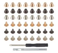 NICENEEDED 24 PCS Handbag Purse Feet and Nail head Brass Studs, 8 MM Screws Spike, Metal Studs Rivet for DIY Purse Handbag Leather Craft