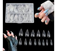 NICENEEDED 280 Pcs Halloween Cat Claw Short Curved Stiletto Nail Dual Forms for Poly Gel Extension of 3D Eagle Hawk Curve Sculptural Acrylic Nails, Reusable Full Cover Molds Nail Art Design 14 sizes