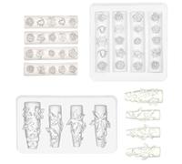 NICENEEDED 2PCS 3D Flower Nail Art Mold, Silicone Carving Template, Floral Blossom Petals Nail Decor Supplies Accessories for DIY