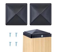 NICENEEDED 2PCS 4 x 4 Inch Post Caps Black, Fence Post Caps Metal Deck Post Caps Galvanized Steel Post Caps Keep Wooden Post from Cracking, Waterproof Deck Post Caps for Mailbox