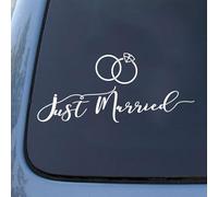 NICENEEDED 2PCS Just Married Car Vinyl Decal for Window, Wedding Car Decal Wedding Vehicle Stickers, Just Married Cars Sticker for Newly Weds 22.4 x 9.4 Inch