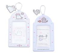 NICENEEDED 2PCS Kpop Photocard Holder 14 X 7.5CM Cute Cat Keychain Y2K PhotoCard Holders ID Bus Card Accessories