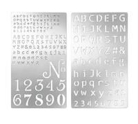 NICENEEDED 2PCS Metal Engraving Stencils, Small Letter Number Alphabet Fonts Templates and Stencils for Engraving Pyrography, Metal Wood Burning Glass Lettering DIY Drawing