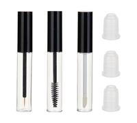 NICENEEDED 3 Pack Empty Mascara Tube, Eyeliner Tube Lip Gloss Tubes Eyelash Cream Container Bottle with Rubber Inserts, Ideal Kit for DIY Cosmetics Clear Travel Bottle