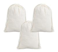 NICENEEDED 3 PCS 0.6" x 0.8" Cash Bag Sack with Drawstring, Coin Money Deposit Change Transit Bags, White Carrying Cotton Cloth Pouch for Favor Cosplay Themed Party