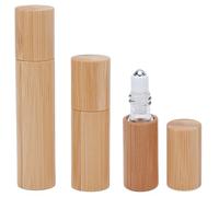 NICENEEDED 3 PCS Bamboo Roll on Bottles with Stainless Steel Roller Ball, 5ml 10ml 3ml Protable Essential Oil Bottles, Reusable Refillable Rerfume Container for Travel DIY