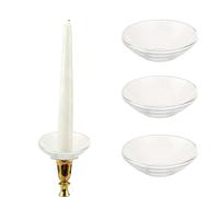 NICENEEDED 3 PCS Candle Drip Protectors, Clear Glass Bobeches for Candlesticks Round Wax Catchers for Candles, Candle Rings for Tapers for Wedding Party Church Home