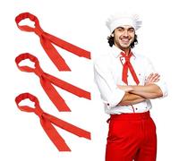NICENEEDED 3 PCS Chef Works Chef Neckerchief, Red Chef Scarf for Men Women, Unisex Short Sleeve Catering Jackets for Food Staff