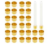 NICENEEDED 30 PCS Candlestick Holder Cups, Gold Aluminum Candle Holders Empty Candle Drip Protectors Catchers for Wax Dripping, Decorative Candles Container Wedding Table Decor
