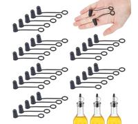 NICENEEDED 30 PCS Pourers Dust Caps, Rubber Liquor Pour Caps, Black Spout Pourers Covers with Loop Dustproof Liquor Bottles Spouts Caps