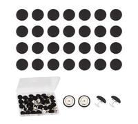 NICENEEDED 32 Sets Baseball Cap Button, 17mm / 0.67 Inch Black Top Replacement Hats Buttons Repair Making Supplies, Cloth Covered With Metal Shank Round Buttons for Jeans Blouse Sewing