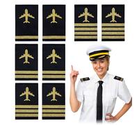 NICENEEDED 4 Pairs 4 Styles Airline Pilot Epaulets, Professional Uniform Shoulder Epaulets, 1-4 Bars Aviators Shoulder Boards Polyester Epaulettes for Cosplay Party Stage Performance