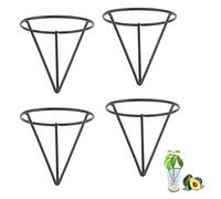 NICENEEDED 4 PCS Avocado Seed Starters Rack, Metal Triangle Avocado Seed Sprout Growing Holders, Small Wide Cup Root Vase for Friends Family Gardening Enthusiasts
