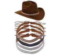 NICENEEDED 4 PCS Bling Rhinestone Hat Band, 47 Inch Adjustable Cowboy Hatband Cap Belt, Western Style Jewelry for Women Men