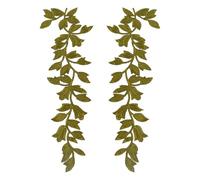 NICENEEDED 4 Pcs Green Polyester Forest Leaves Applique, Leaf Embroidery Lace Patch Vine Motif Lace Trims for T-shirt, Skirt, Jeans, Dresses, Clothing