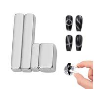 NICENEEDED 4 Pcs Nail Magnet Cat Eye Tool, Mini Magnet Stick, Silver Double Head Magnetic Wand Cat Eye Gel Polish 3D Magnetic Nail Art Tool for Nail Design DIY Home Salon