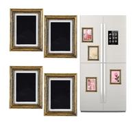 NICENEEDED 4 PCS Refrigerator Magnetic Small Vintage Frame, Antique Baroque Resin Picture Frames, Ornate Gold Photo Frames for Photo Painting Stuck on Fridge
