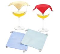 NICENEEDED 4 PCS Wine Glass Covers with Wine Charms, Weighted Portable Veils Covers to Keep Bugs out, Wine Accessory for Picnics and Outdoor Dinners
