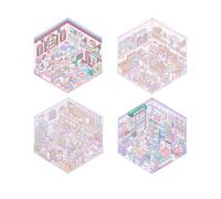 NICENEEDED 4 Sets DIY 3D House Stickers, Create Your Own Stickers Fun DIY Stickers, Cute Cartoon Sticker Scrapbook Decorative Stickers Bread Restaurant Stickers