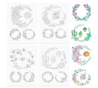 NICENEEDED 4 Sheets Hand Sewing Stabilizers, Adhensive Transfer Water Soluble Embroidery Stabilizer, Wash Away Plants Printed Embroidered Stabilizer for Hand Sewing Lover and Beginners