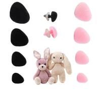 NICENEEDED 40 PCS Flocking Safety Noses for Amigurumi, Plastic Stuffed Animal Flocking Nose Triangle Crochet Teddy Bear Nose, Pink Black Noses with Washers for Puppets Plush Animals Crochet Making