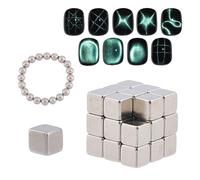 NICENEEDED 47 PCS Square Magnet Board Cat Eye Magnet for Nails, Magnetic Beads Cat Eye Gel Nail Polish Magnet Sticks, Cat Eye Nail Design Tools for Nails Salon DIY Accessories