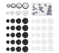 NICENEEDED 48 Pcs Leather Covered Buttons with Sew On, 4 Size Black White Metal Shank Buttons, Sewing Craft Buttons Upholstery Knitting DIY Handcraft for Clothes Dress Suits Jeans Sofa Decoration
