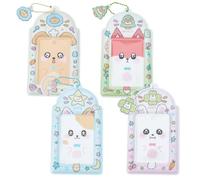 NICENEEDED 4PCS Photocard Holder with Animals Keychain, Cute PhotoCard Holder Charm Holders, Kawaii Photo Card Keychain ID Bus Card Holders