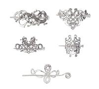 NICENEEDED 5 Pcs Viking Celtic Hair Clips, Vintage Celtic Hair Slide Hairpins, Metal Knot Hair Stick Hair Slide Clip Hair Barrette Retro Hair Accessories for Women Halloween