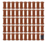NICENEEDED 50 Pcs Antique Wooden Empty Spools, 1 x 0.6 Inch Empty Thread Spools Wooden Ribbon Spools Bobbins for Wire Weaving Arts DIY Wood Projects, Brown