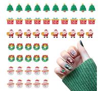 NICENEEDED 50 Pcs Christmas Nail Charm, Cartoon Santa Claus Snowman Bells Xmas Tree Nail Art Decorations, 3D Winter Xmas Nail Charms Resin Designs Holiday Nail Charm Nail Art Supplies for Women