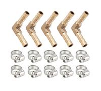 NICENEEDED 5PCS 1/4" Hose Barb Fitting, 90 Degree Elbow Connector, Right Angle Brass Barbed Fitting for Water Fuel Air