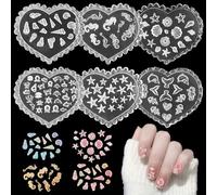 NICENEEDED 6 PCS 3D Shell Starfish Silicone Nail Molds, Ocean Themed Nail Art Silicone Mold Carving Template, Starfish Resin Seahorse Template Nails Tools for Women Holiday Beach