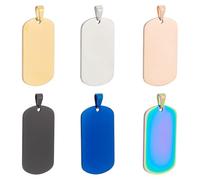 NICENEEDED 6 PCS Aluminum Dog Tags, Metal Stamping Blanks Multicolor Tags with Hanging Hole, 1.97 x 1.1 Inch Engraving Blanks Keychain Crafts Pet Pendant