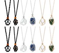 NICENEEDED 6 Pcs Crystal Necklace Holder, Stainless Steel Cage for Stone Adjustable Natural Crystal Cage, Empty Stone Holder for Women Men