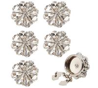 NICENEEDED 6 PCS Crystal Rhinestone Button Covers, Sliver Sleeve Buttons Cover Decorative Button Covers, Detachable Shirt Button Clips Buttons Jewelry for Dress Shirt Tuxedo