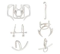 NICENEEDED 6 Pcs Cyber Lip Cuff, Halloween Punk Lip Rings, Silver Non Piercing Lip Hoop Y2k Irregular Lip Jewelry Metal Futuristic Masquerade Face Wear Accessories for Party Club Fashionable Festival