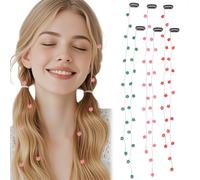 NICENEEDED 6 PCS Invisible Flower Hair Chain with Clip, Side Clip Long Hair Extension Chains for Braided, Women Spring Party Daily Hair Accessories Bead Tassel Headpieces