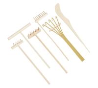 NICENEEDED 6 PCS Mini Zen Sand Garden Rake Tools, Miniature Tabletop DIY Tray Sand Garden Tools, Small Wooden Desktop Meditation Tools for Home Office Table