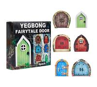 NICENEEDED 6 Pcs Miniature Fairy Doors for Garden Trees, Wooden Fairy Garden Door Decoration, Small Tale Gate Mystical DIY Fairy Garden Accessories for Garden Trees Yard Art Trees Potted Decor