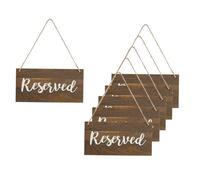 NICENEEDED 6 PCS Reserved Seating Signs For Chairs, Rustic Style Wooden Reserved Signs, Hanging Wood Church Chair Decoration for Weddings, Special Events