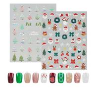 NICENEEDED 6 SET 180PCS Christmas Press on Nails with Stickers, Short Square Mirror Cat Eye False Nails Set, Glitter Sparkle Stick on Nails for Women Manicure Decoration