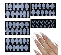 NICENEEDED 60 Pcs Duet System Forms Nail Sticker, Silicone Pads Mold for French Nails, Dual Nail Forms Mould Quick Building French Manicure Tips Inner Mold for False Tips Nail Art Extension