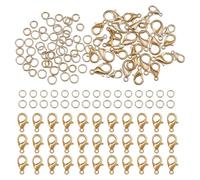 NICENEEDED 60 Pcs Lobster Claw Clasps with 300 Pcs Open Jump Rings Set, 14K Gold Plated Brass Jewelry Clasp Connector for Bracelet Necklace Jewelry Making