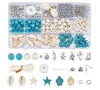 NICENEEDED 715 PCS Sea Animal Charms Shell Beads, Starfish Turtle Spacer Bead Bulk Sea Star Pendants, Seashell Charm Craft Beads for Jewelry Making DIY Bracelets Necklace Supplies