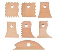 NICENEEDED 7Pcs Pottery Ribs Foot Shaper Trimming Tools, Beech Wood Clay Texture Ribs Multishape Pottery Tool Profile Rib, Pottery Shaping Trimming Tool for Carving Clay Molds Clay Ceramics