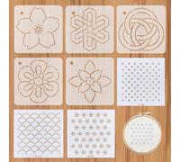NICENEEDED 8 PCS Plastic Sashiko Stencils 4.6 x 4.6 Inch, Drawing Line Template for Sewing Hand Quilting and Embroidery, Sashiko Embroidery Pattern Stencil Geometric Sashiko Pattern Template