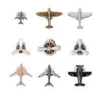 NICENEEDED 9 PCS Alloy Airplane Brooch Pins, Propeller Aircradt Aviator Lapel Badge, Cute Airplane Collar Brooch Pin for Backpack Hat Graduation Christmas
